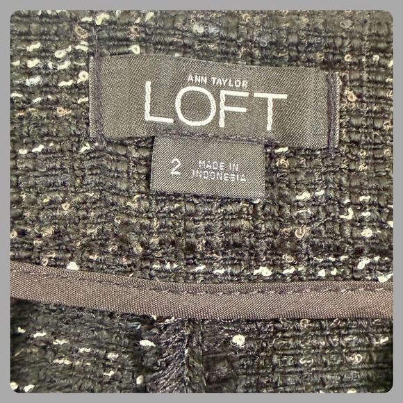 Ann Taylor LOFT Tweed Fringe Shorts Black White‎ Sparkle Women's Size 2 - Picture 2 of 5